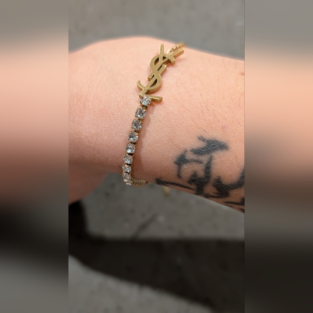 Gold Stainless Steel Yves Saint Laurent Women's Bracelet - Picture 10 of 12